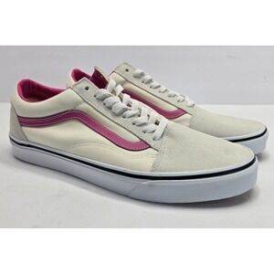 Vans Old Skool Sneakers Cream Off-White Pink Stripe Men's 11.5 New Without Tags